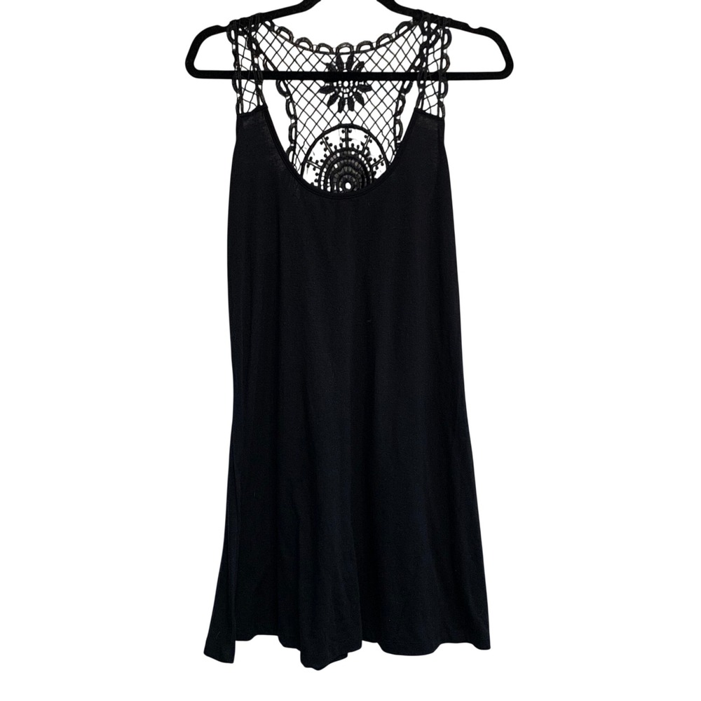Y2K Apt. 9 Crochet Lace Tank Top Large Black Boho Witchy Festival Whimsigoth